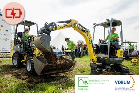 Demostration building site e-mobility in compact construction, gardening and landscaping 